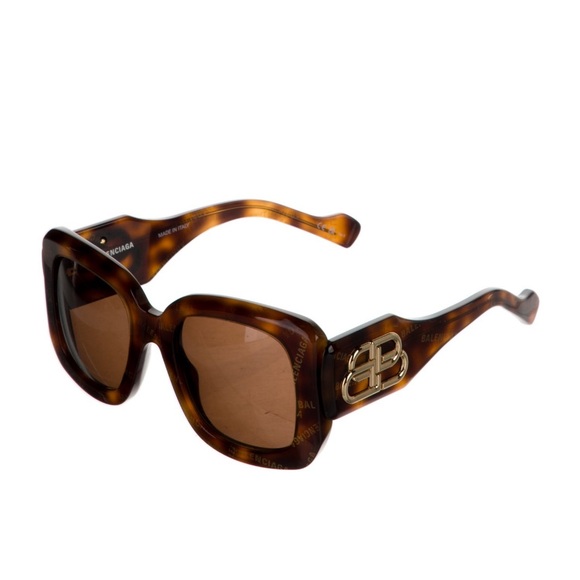 Balenciaga Brown Tortoiseshell Logo Sunglasses - Picture 2 of 4
